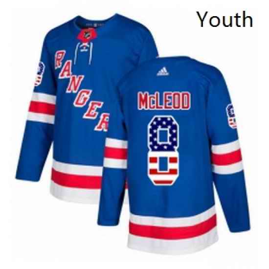 Youth Adidas New York Rangers 8 Cody McLeod Authentic Royal Blue USA Flag Fashion NHL Jersey